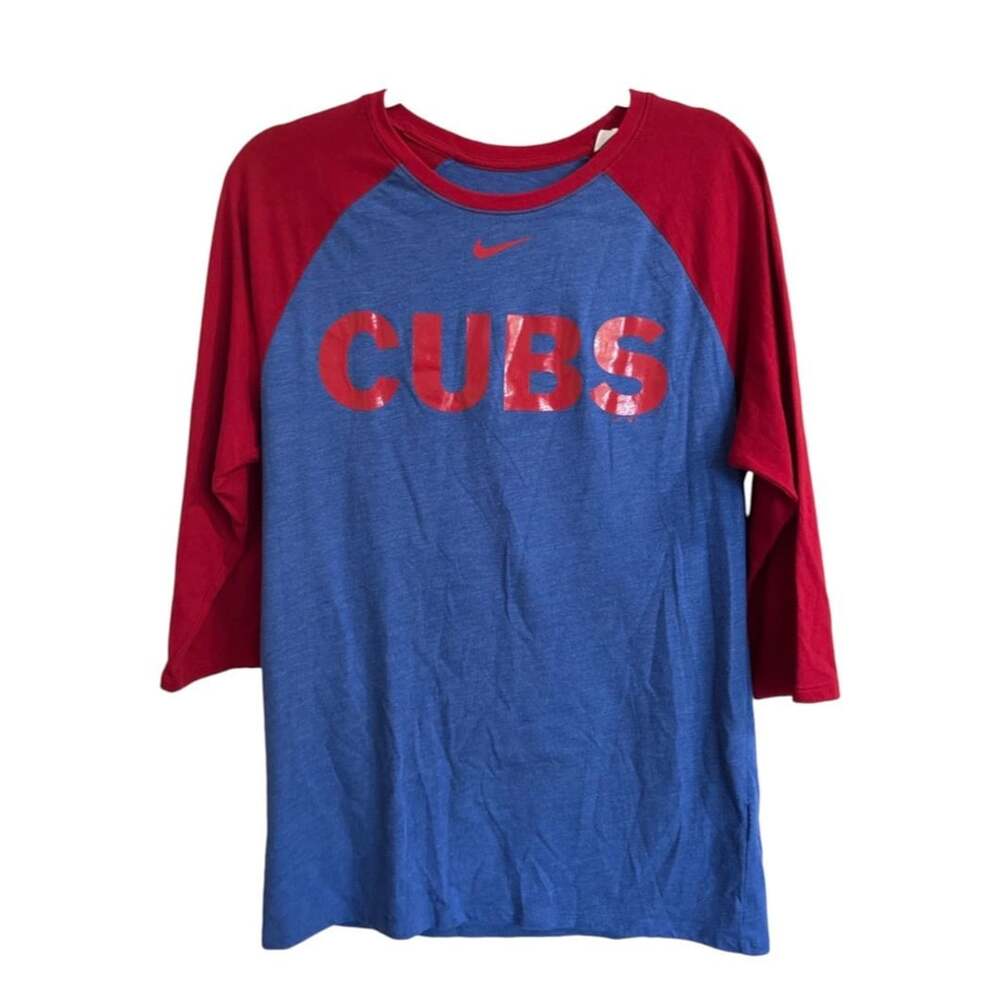 Nike Chicago Cubs MLB Tri-Blend 3/4 Sleeve Raglan Baseball T-Shirt